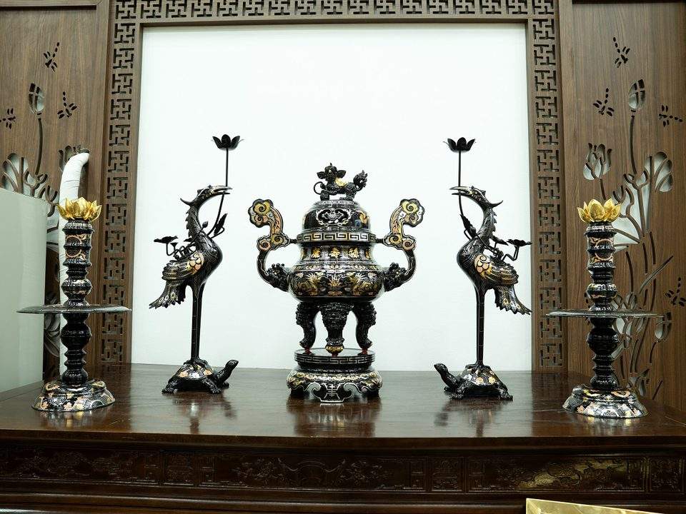 Cloisonne enamel (phap lam) censer set